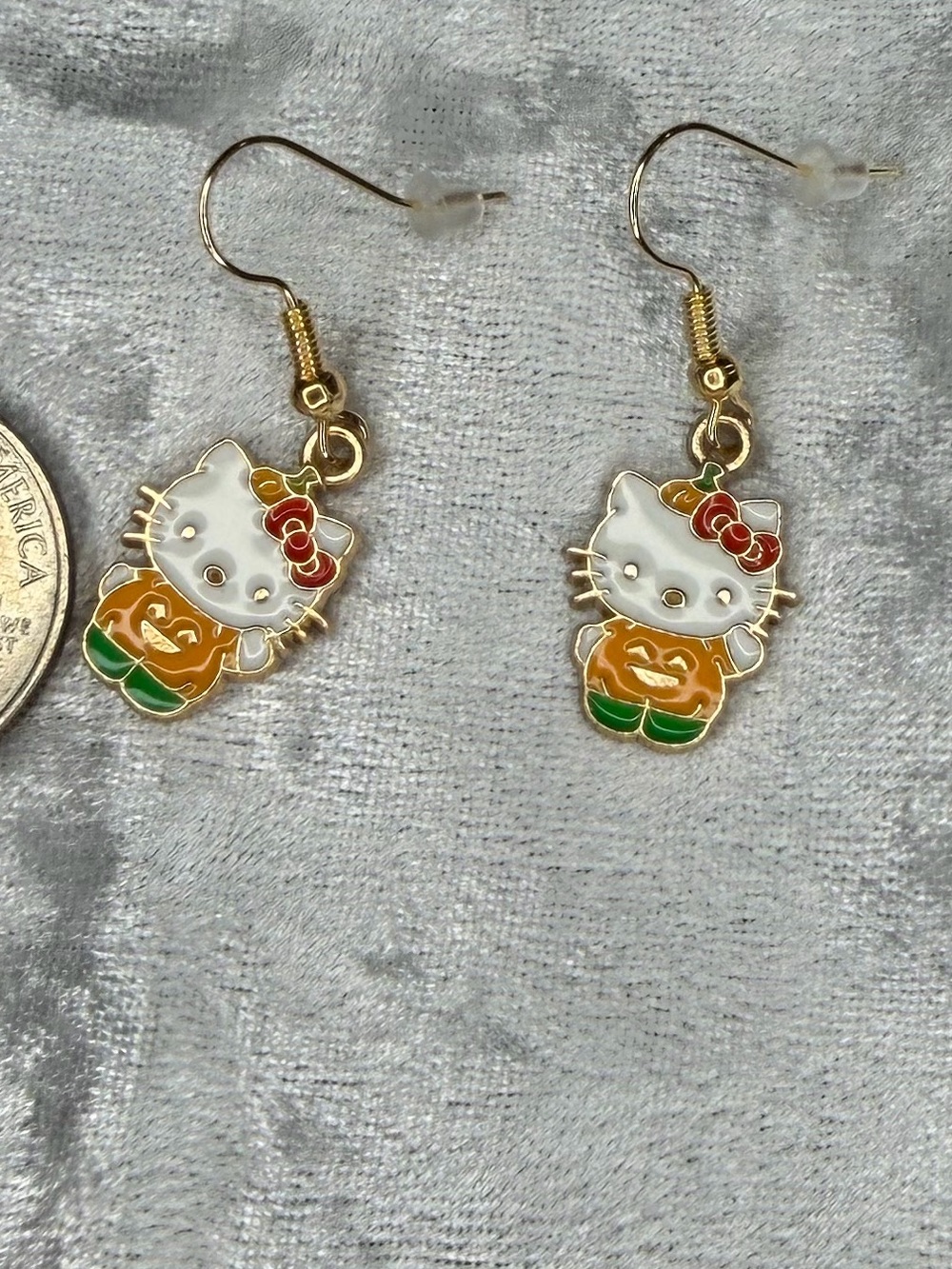Hello Kitty Inspired Pumpkin Drop Earrings